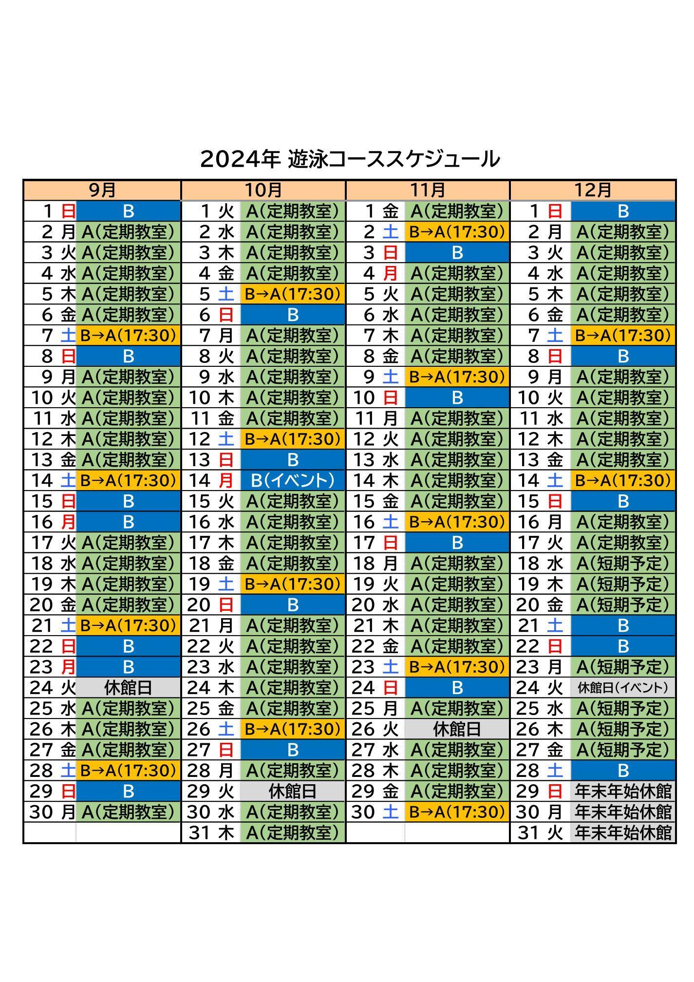 ７月から９月コース設定